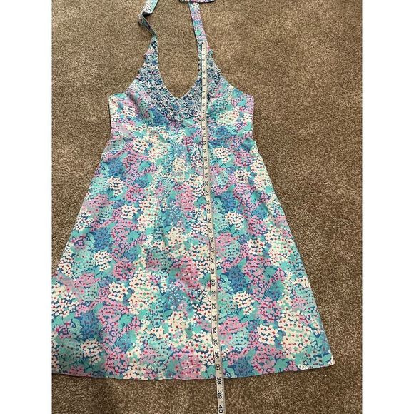 Lilly Pulitzer Dress blue/pink/white sleeveless ruffle size 10 - Picture 5 of 12